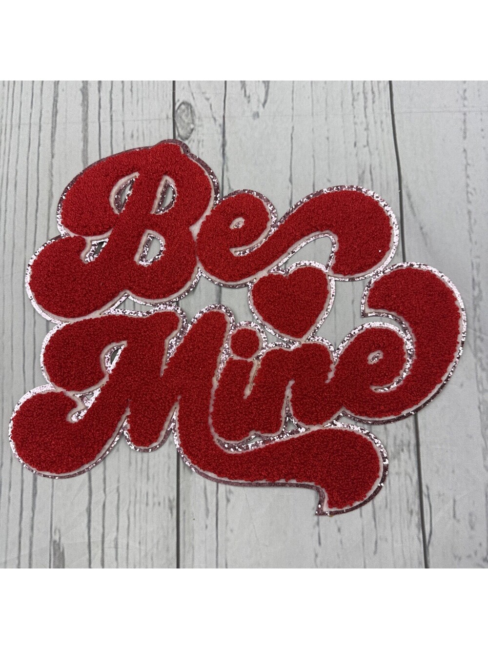 Chenille Iron-On Patch - 11 inch - Be Mine - red Valentine’s Day holiday spirit